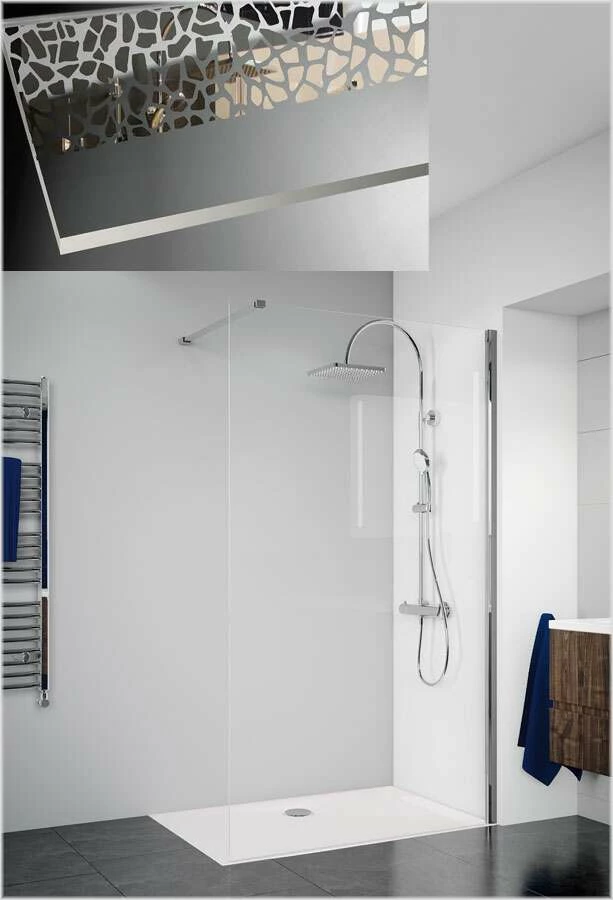 Breuer PANORAMA Duschwand Alleinstehend Dekor Terrazzo Chrom 8 Mm