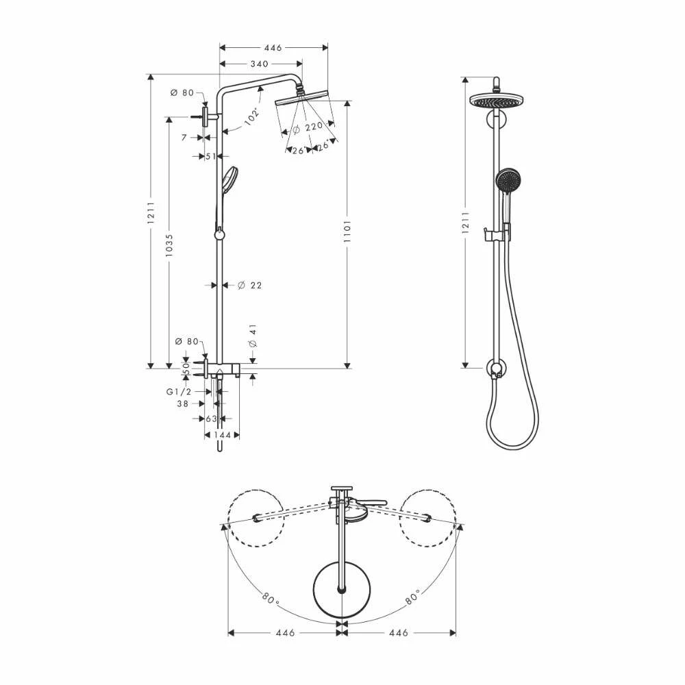 Hansgrohe Showerpipe Reno Croma 220 Air1jet In Chrom â Bild 5