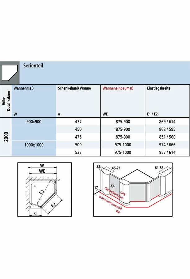 Kermi Pega Fünfeckdusche Mit Festteil Pendeltür – Bild 6