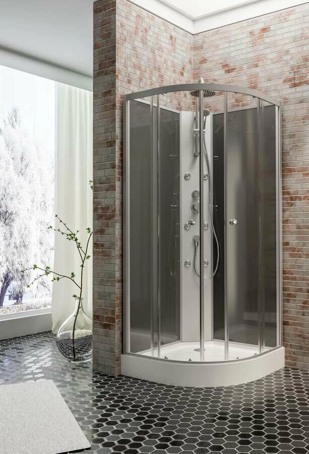 Schulte Komplettduschkabine Runddusche Wellnesskabine Black Rhodos 850 X 850 Mm