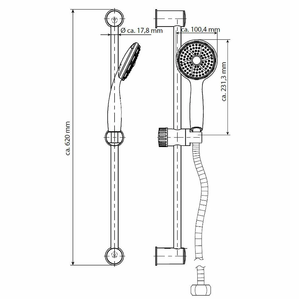 Schütte Brausestangenset RIMINI Verchromt Stangenlänge 60 Cm – Bild 3