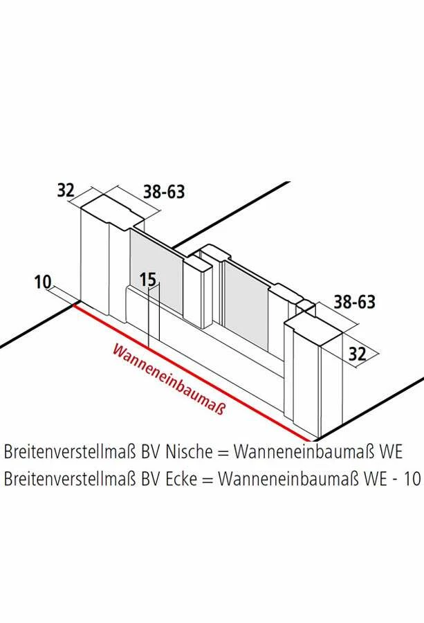Kermi Liga Gleittür 2-tlg Mit Festteil 1850mm Für Seitenwand – Bild 4