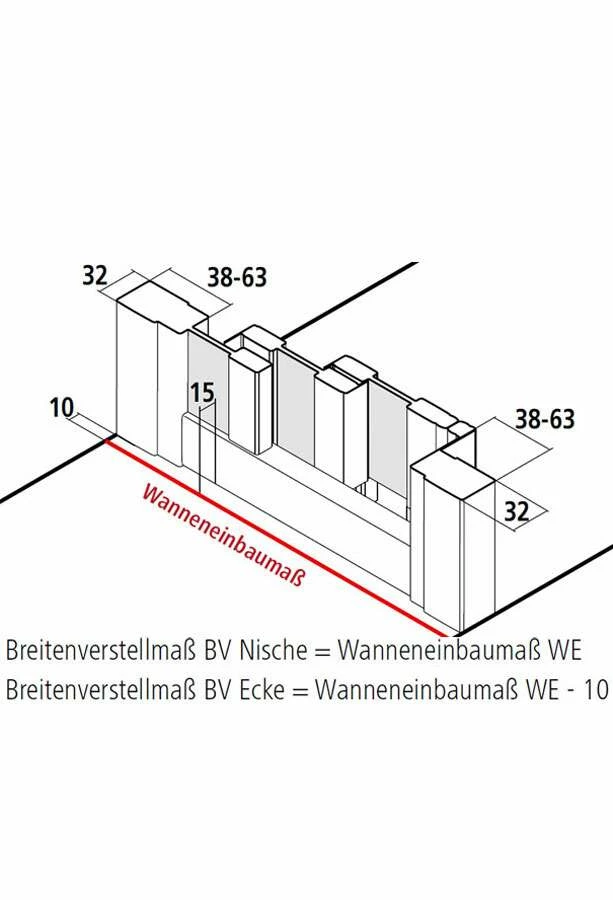 Kermi Liga Gleittür 3-tlg Mit Festteil 1850mm Für Seitenwand – Bild 4