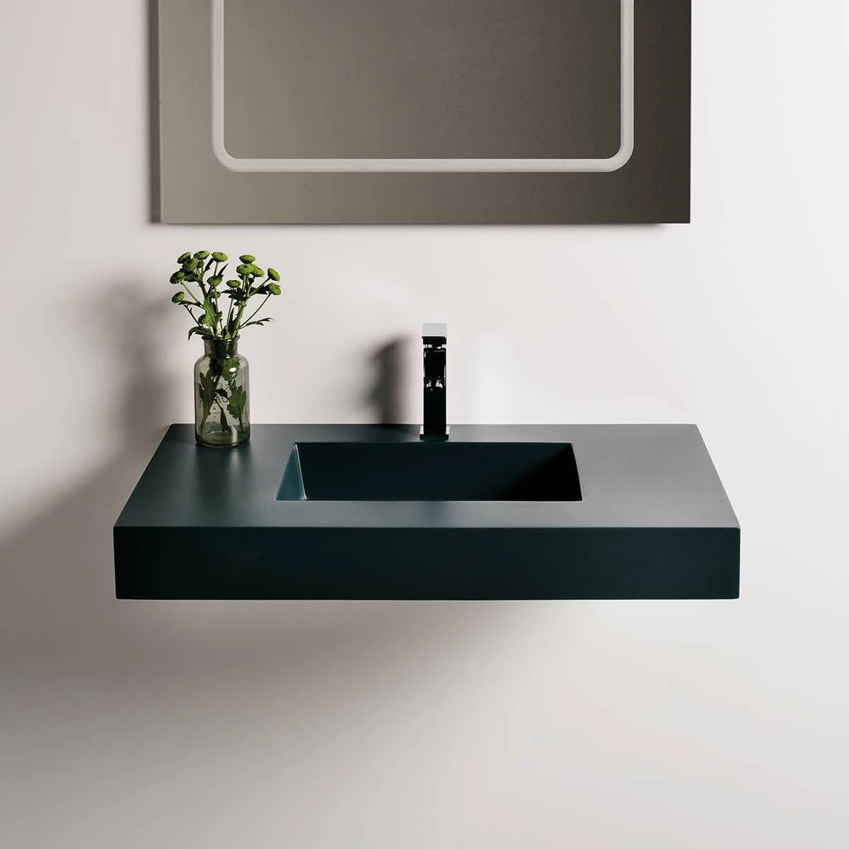 Doccia Saona Black Wachtisch Mineralguss Stein Waschplatz