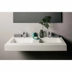 Doccia Saona Doppel-Waschtisch Mineralguss Stein Waschplatz