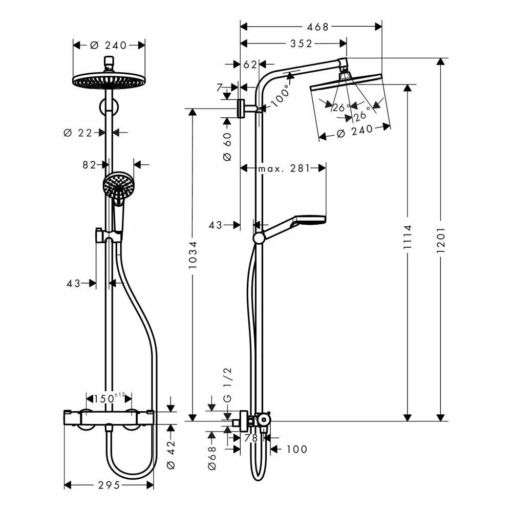 Hansgrohe Duschsystem Crometta S 240 1jet Showerpipe 27267 – Bild 2