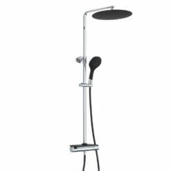 Eisl Überkopf-Brauseset Duschsystem GRANDE VITA Mit Thermostat In Schwarz Chrom