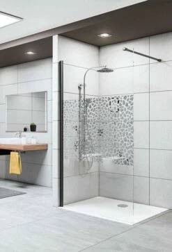 Breuer PANORAMA Duschwand Dekor Terrazzo Chrom Black Edition 8 Mm