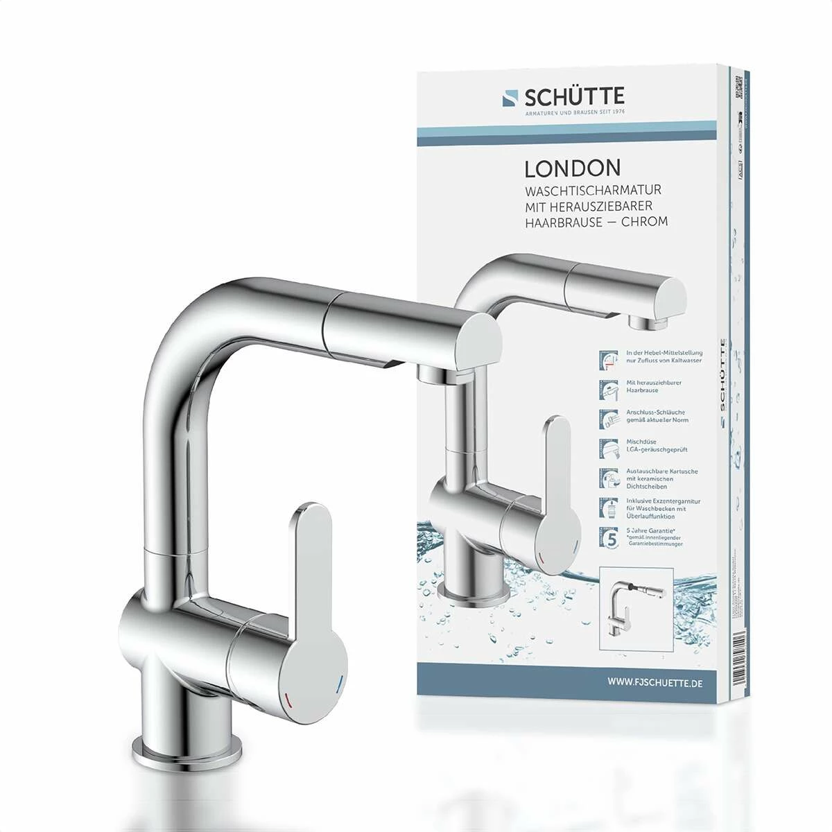 Schütte Einhebel-Waschtischarmatur Armatur London In Chrom Mit Haarbrause – Bild 2