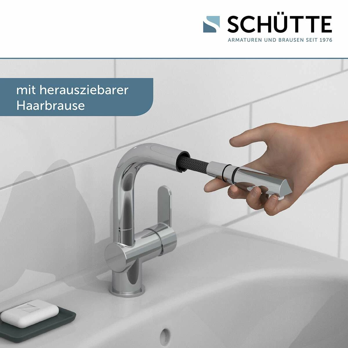 Schütte Einhebel-Waschtischarmatur Armatur London In Chrom Mit Haarbrause – Bild 3