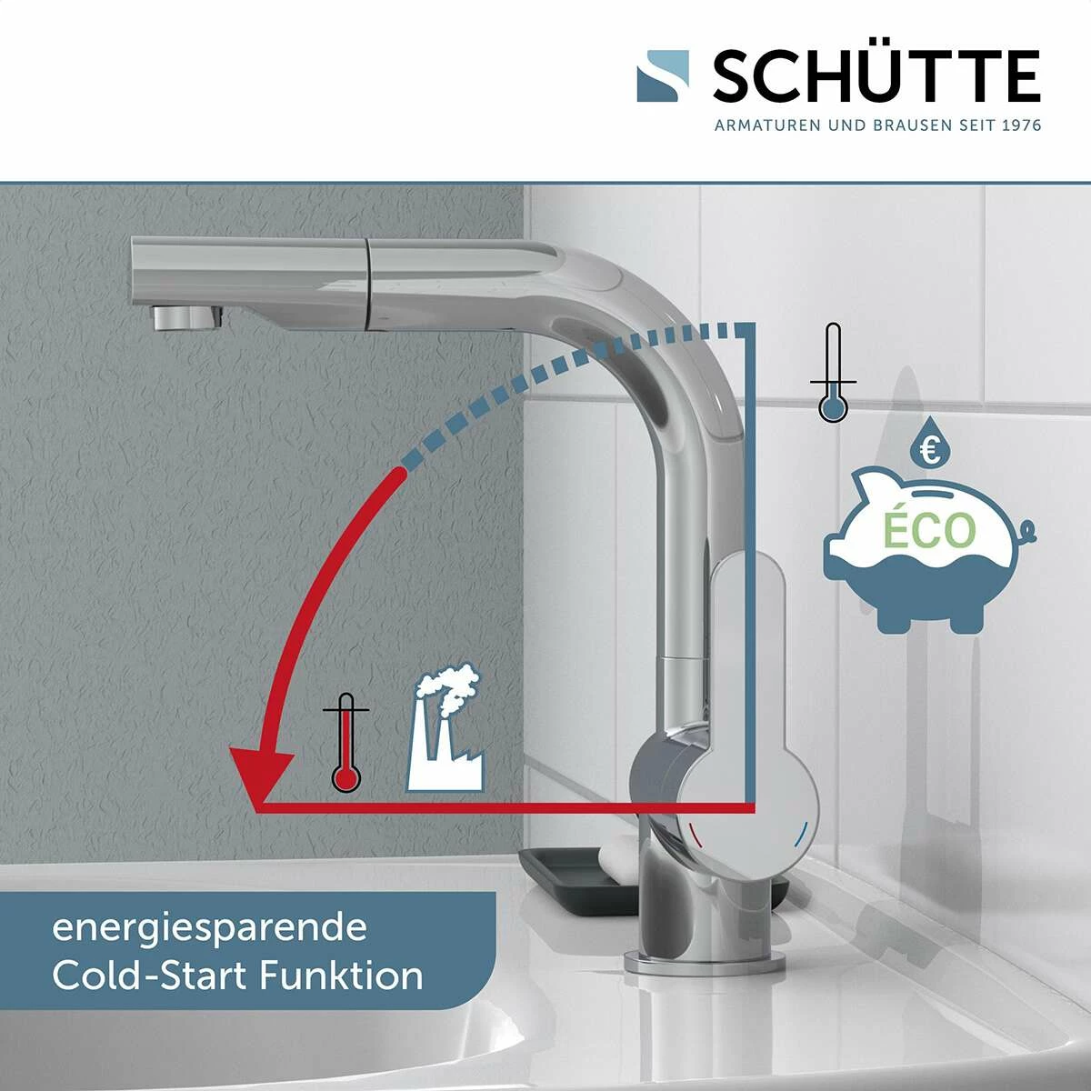 Schütte Einhebel-Waschtischarmatur Armatur London In Chrom Mit Haarbrause – Bild 4