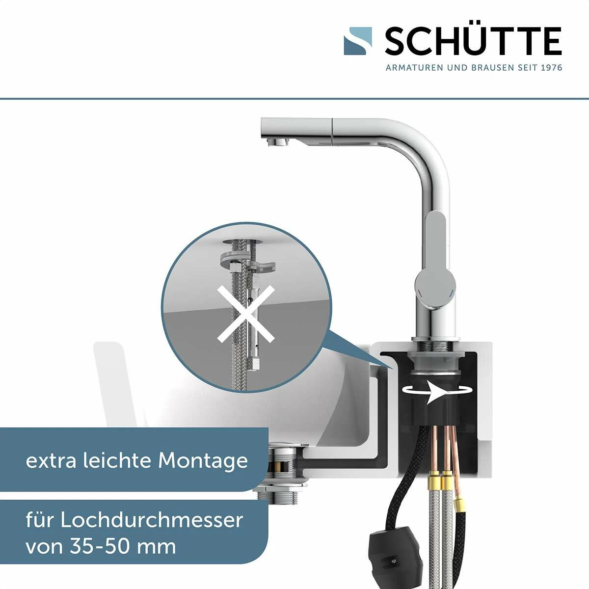 Schütte Einhebel-Waschtischarmatur Armatur London In Chrom Mit Haarbrause – Bild 5