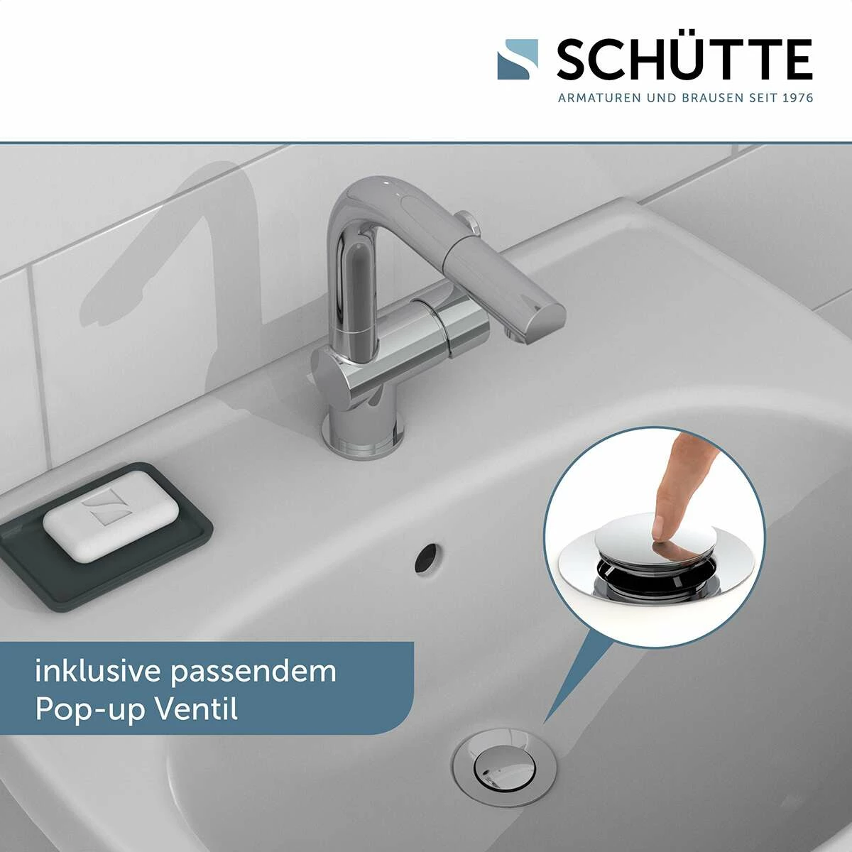 Schütte Einhebel-Waschtischarmatur Armatur London In Chrom Mit Haarbrause – Bild 6