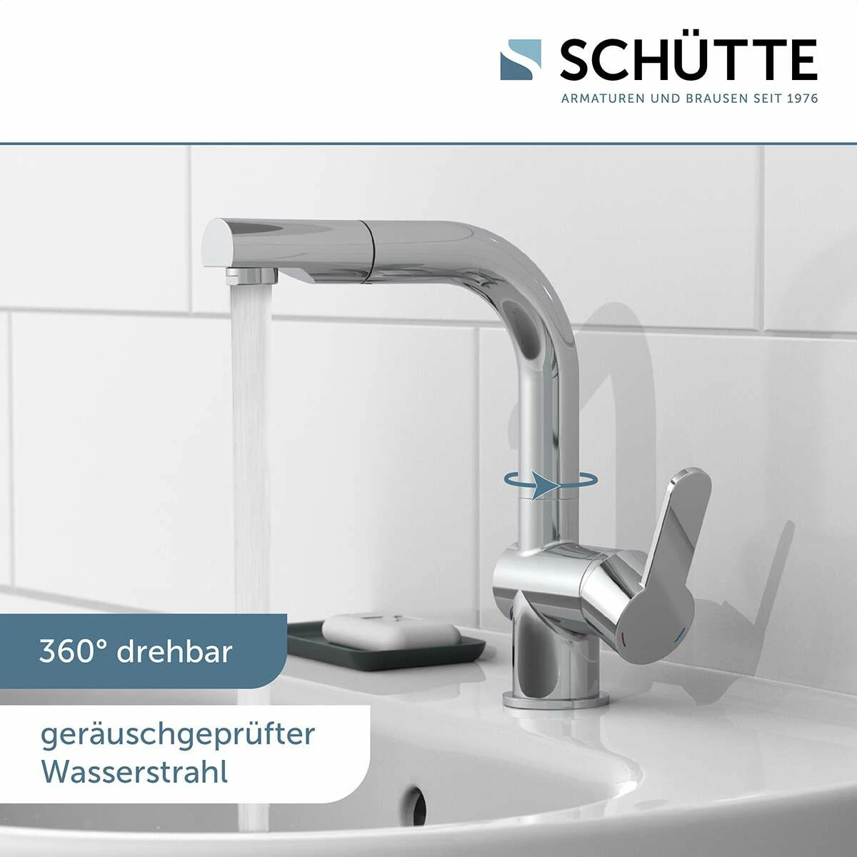 Schütte Einhebel-Waschtischarmatur Armatur London In Chrom Mit Haarbrause – Bild 7