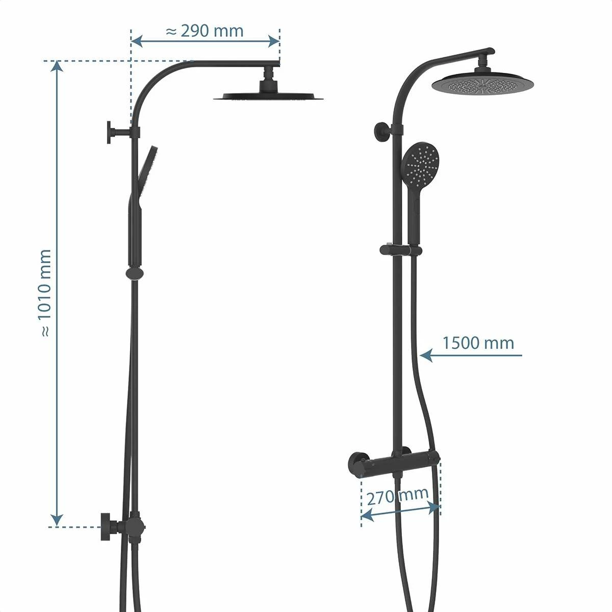 Schütte Überkopf-Brauseset Duschsystem MADURA FRESH In Schwarz Matt – Bild 3