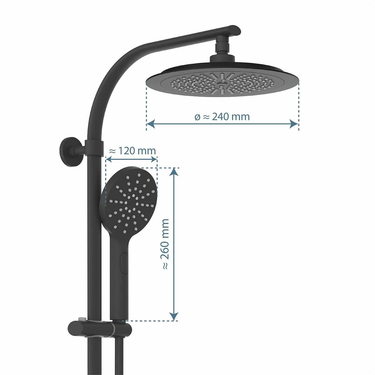 Schütte Überkopf-Brauseset Duschsystem MADURA FRESH In Schwarz Matt – Bild 4