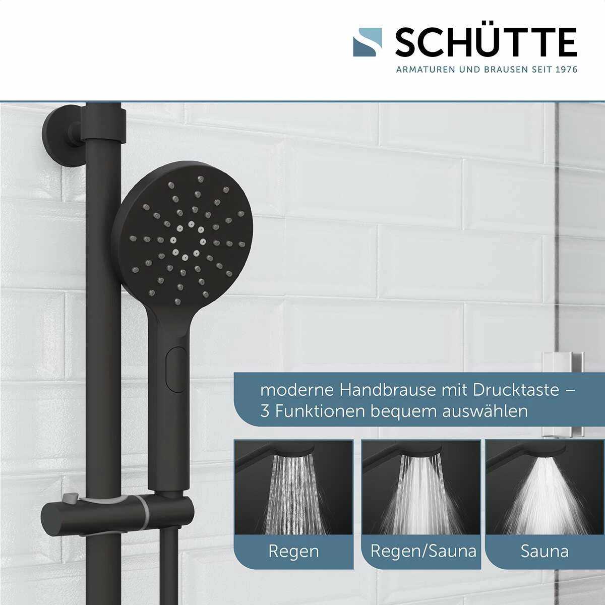 Schütte Überkopf-Brauseset Duschsystem MADURA FRESH In Schwarz Matt – Bild 5