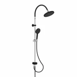 Schütte Überkopf-Brauseset Matao Rain In Chrom-schwarz Matt Mit Biegsamer Kopfbrause