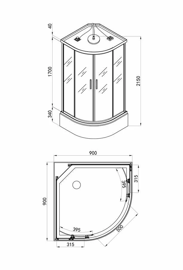 Duschmeister Komplettdusche Sano 7 Viertelkreis Duschkabine – Bild 2