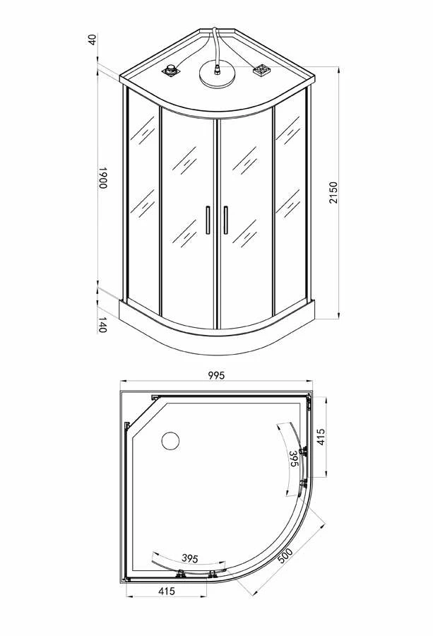 Duschmeister Komplettdusche Sano 23 Viertelkreis Duschkabine – Bild 2