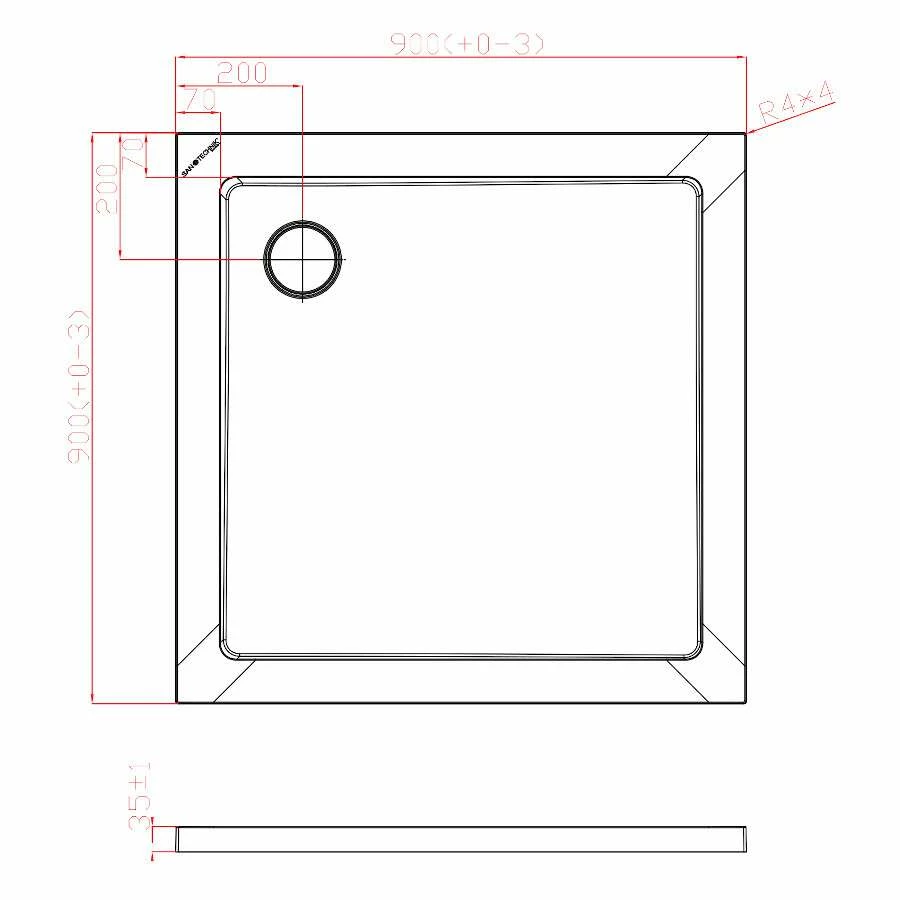 Duschmeister Duschwanne Sano 32 90x90 Cm Mineralguss SMC – Bild 2