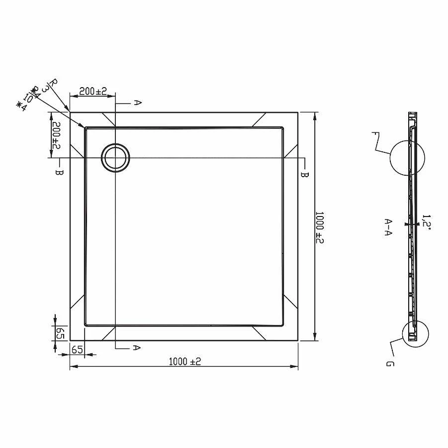 Duschmeister Duschwanne Sano 33 100x100 Cm Mineralguss SMC â Bild 2