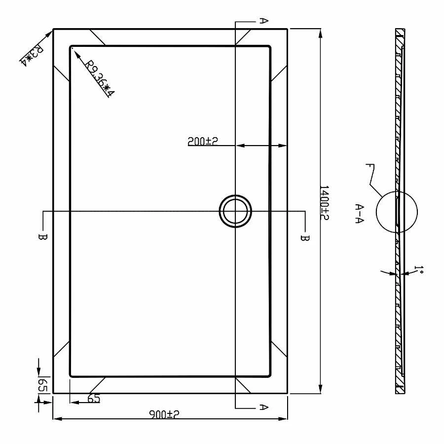 Duschmeister Duschwanne Sano 40 90x140 Cm Mineralguss SMC – Bild 2
