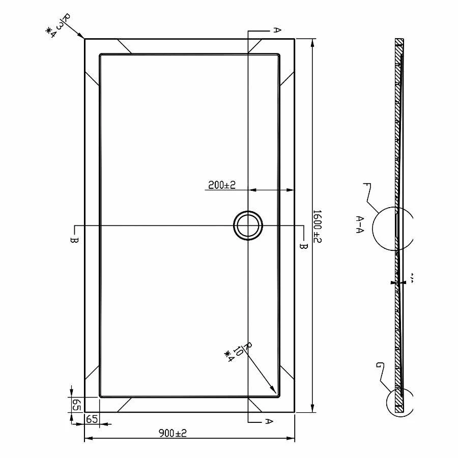 Duschmeister Duschwanne Sano 41 90x160 Cm Mineralguss SMC – Bild 2