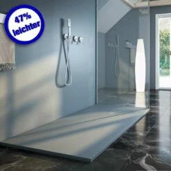 Doccia Lipari Duschwanne Mineralguss Stein Light Nano Extra Flach