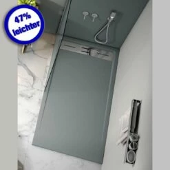 Doccia Stromboli Rechteck Duschwanne Mineralguss Stein Light Nano Extra Flach