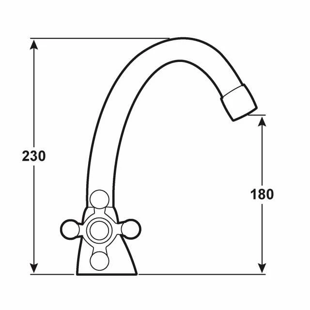 CORNAT Waschtisch-Zweigriffarmatur NOSTALGIE – Bild 2