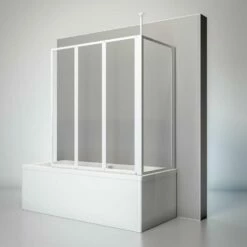 Duschmeister 302 Badewannenaufsatz 3-teilig Echtglas Alpinweiss Badewannentiefe 73-75