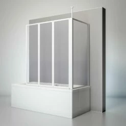 Duschmeister 302 Badewannenaufsatz 3-teilig Kunstglas Alpinweiss Badewannentiefe 68-71