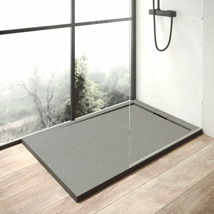 Ottofond Duschwanne Zona Mineralguss Steinoptik Zementgrau