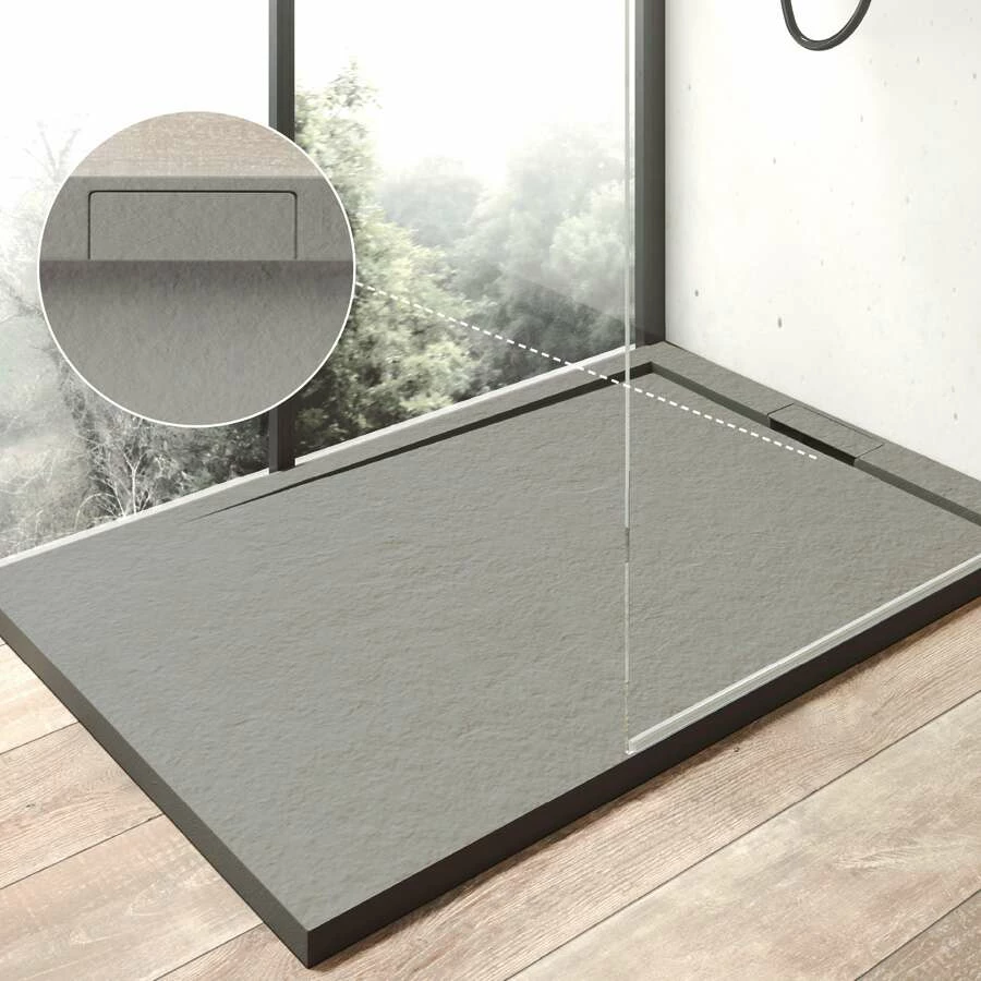 Ottofond Duschwanne Zona Mineralguss Steinoptik Zementgrau – Bild 2