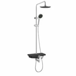 Duschmeister Sano 133 Überkopfbrausestangen Set Schwarz Mit Wanneneinlauf