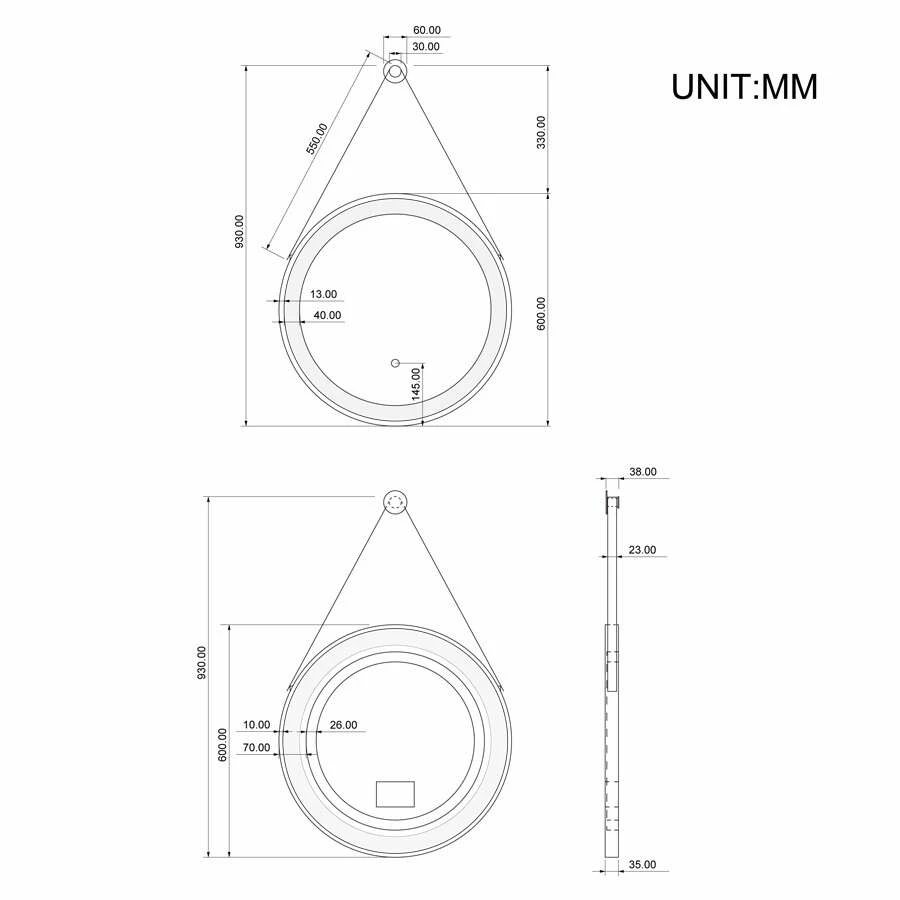 Duschmeister Sano 140 Leuchtspiegel Gold 60 Cm – Bild 2