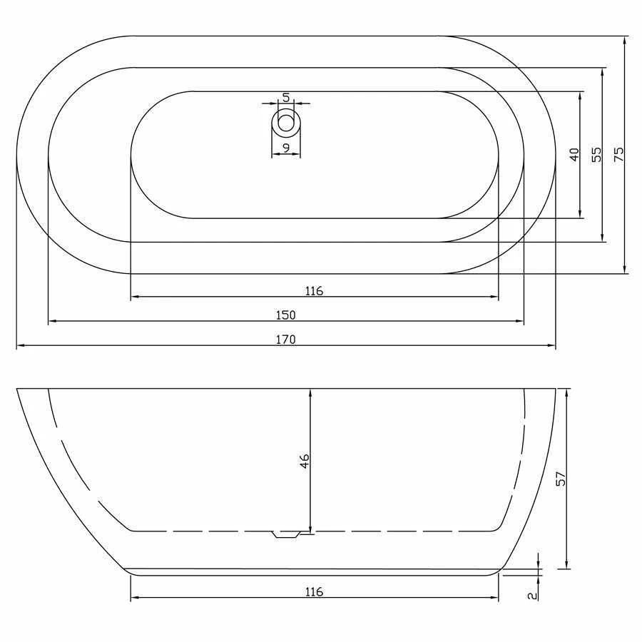 Duschmeister Sano 150 Freistehende Badewanne 170 X 75 Cm â Bild 2