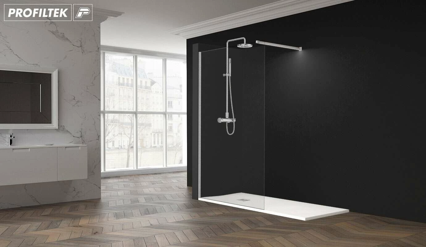 Profiltek Duschwand Walk In FIXED ONE OL 1200 Mm Mit LED-Licht Stabilisator Silver – Bild 2