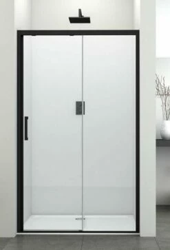 Duschkabine 100x195 Softclose Nische Duschmeister Sano 165 Black