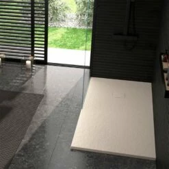 Doccia Amiata Rechteck Duschwanne Mineralguss Stein Extra Flach XXL