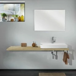 Lanzet Q4-Fit Waschtischplatte Variable Breite Holzdekor Berg Eiche