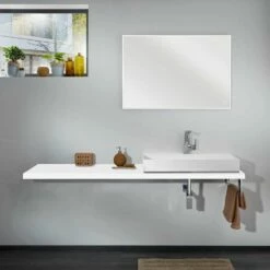 Lanzet Q4-Fit Waschtischplatte Variable Breite Weiß Glanz