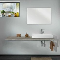 Lanzet Q4-Fit Waschtischplatte Variable Breite Holzdekor Eiche Maron