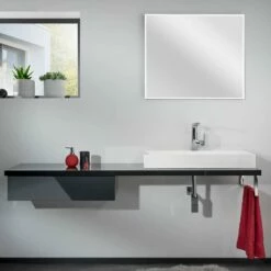 Lanzet Q4-Fit Waschtischplatte Variable Breite Grafit Glanz