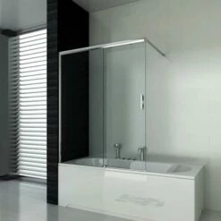 Duschmeister Badewannenaufsatz Mit Schiebetür 120x140 Chrom Sano 240