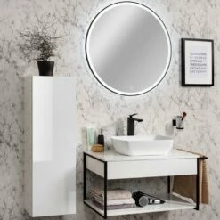 Fackelmann Badmöbelset New York 88 Cm Weiß Hochglanz