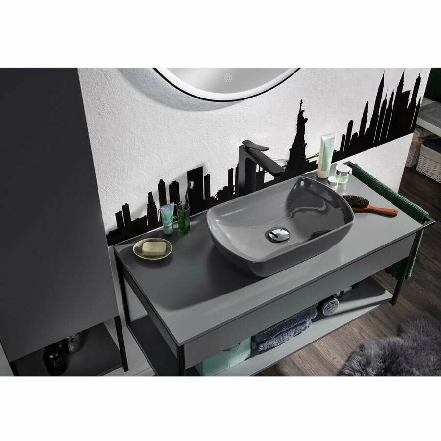 Fackelmann Badmöbelset New York 108 Cm Grau Matt – Bild 2