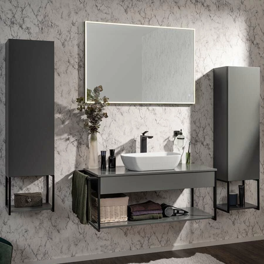 Fackelmann Badmöbelset New York 108 Cm Grau Matt – Bild 4