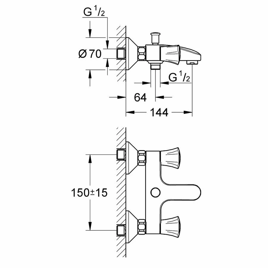 GROHE Costa Zweigriff-Badebatterie – Bild 2